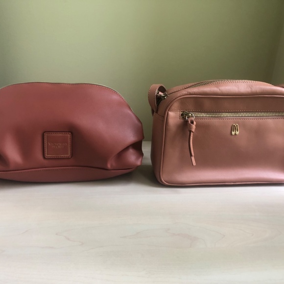 New Pretty Ballerinas Rose Blush Leather Crossbody Bundle w/ VS Rose Bag